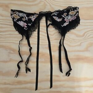 Victorias‎ Secret S/XS Floral Lace Garter Belt Black Lingerie Stocking Straps